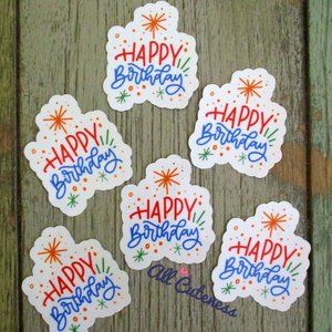 🎀 Happy Birthday Stickers 6 pcs